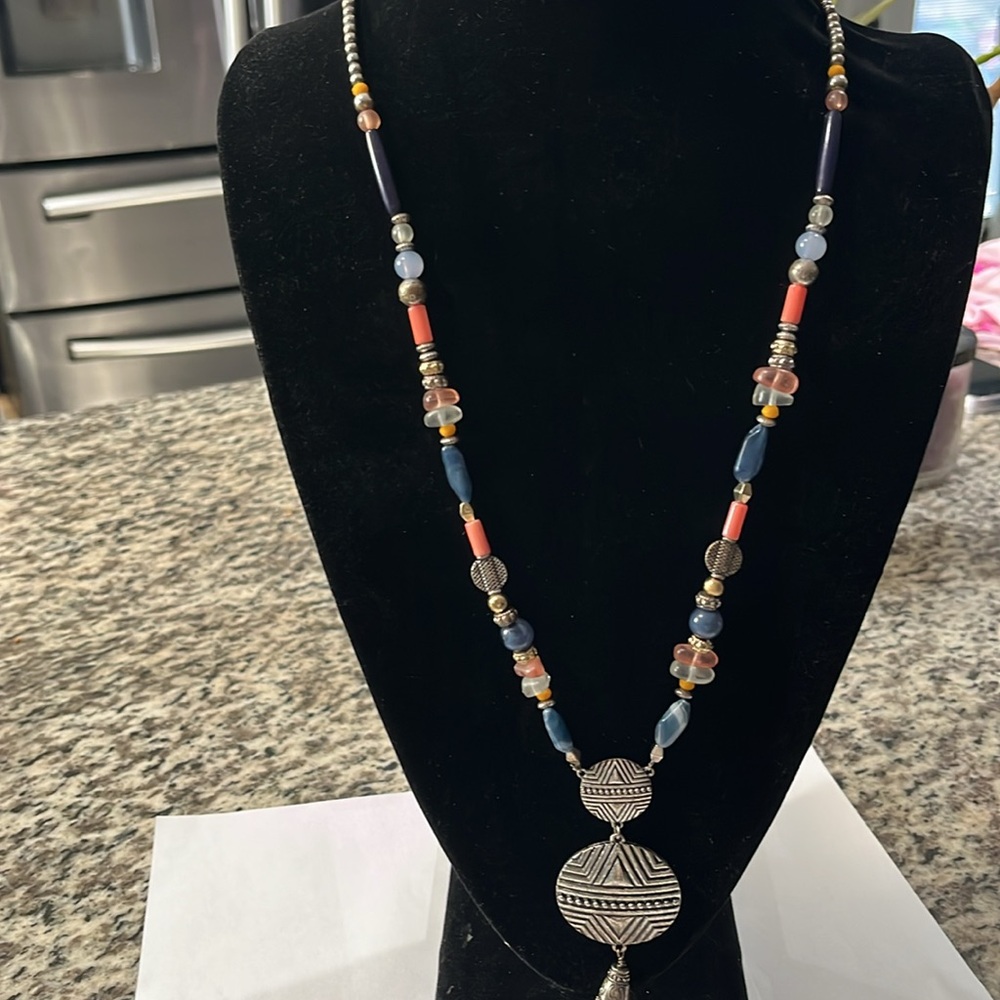 Ruby Rd Silver and Blue Necklace with Intricate Pendant